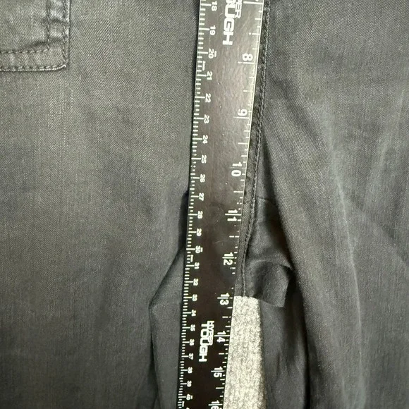 Chicos Pants Womens 1.5 10 Black Linen Cotton Stretch Cargo Crop Elastic Waist - Picture 9 of 15